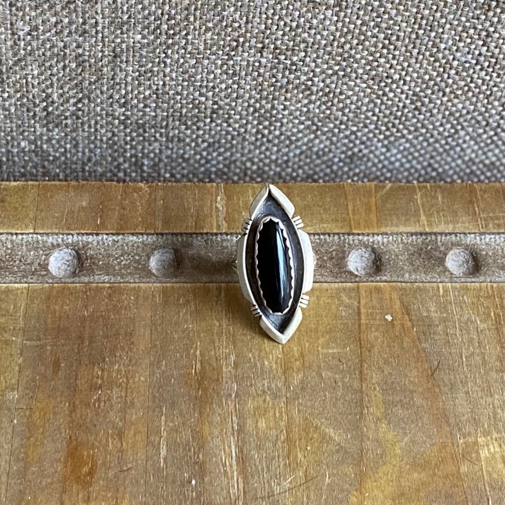 Vintage Black Onyx Genuine Silver Ring